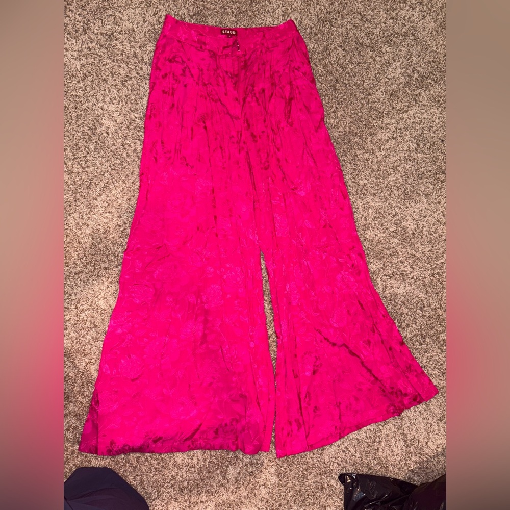 STAUD Fuchsia Textured Pants